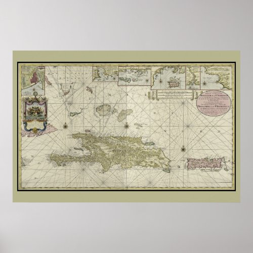 Haiti and Dominican Republic 1720 Dutch Chart Map