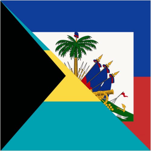 Haiti Bahamas Flag  Half Haitian Bahamian Flag Sticker