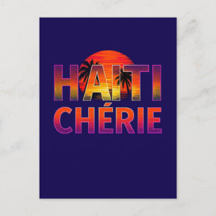 Haiti Cherie Neon Tropical Sunset Postcard