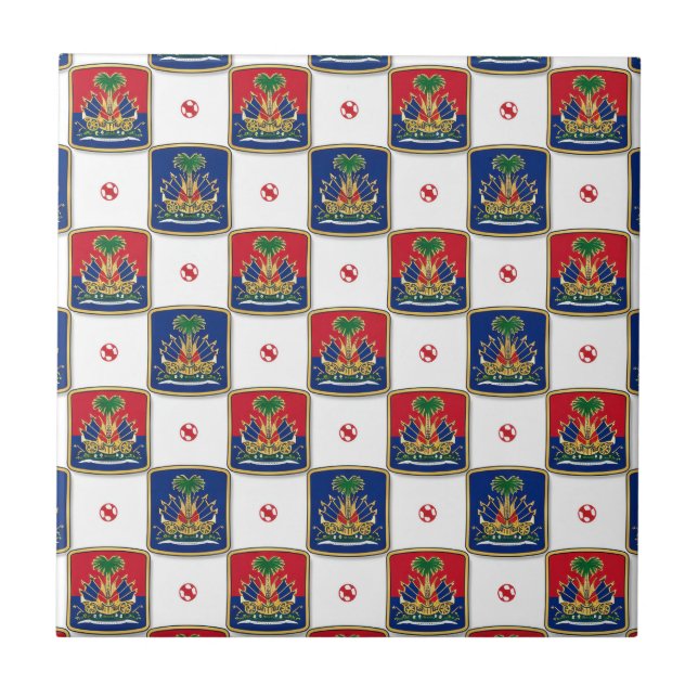 Haiti Coat of Arms Checkerboard Pattern — Haitian  Ceramic Tile (Front)