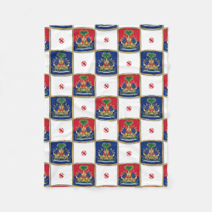 Haiti Coat of Arms Checkerboard Pattern — Haitian Fleece Blanket