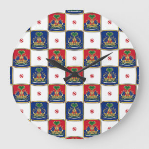Haiti Coat of Arms Checkerboard Pattern — Haitian Large Clock