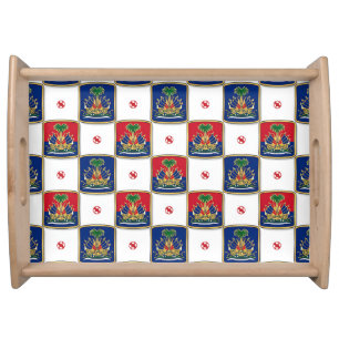Haiti Coat of Arms Checkerboard Pattern — Haitian Serving Tray