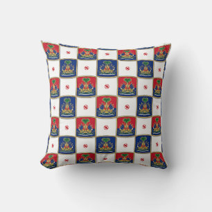 Haiti Coat of Arms Checkerboard Pattern — Haitian Throw Pillow
