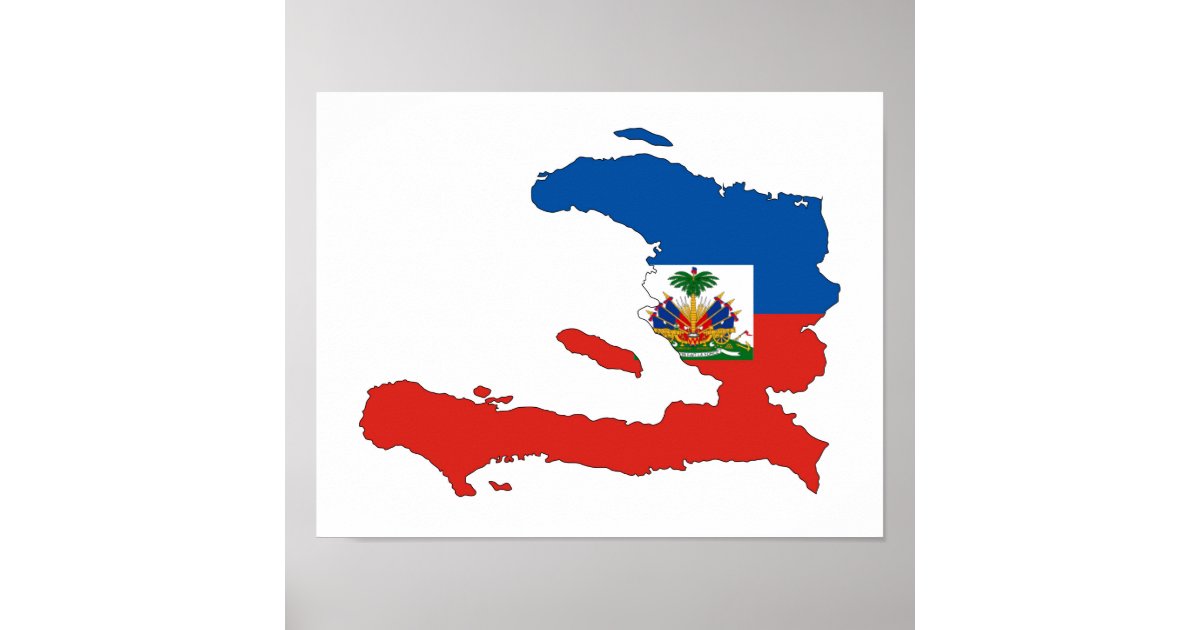 haiti country flag map shape symbol poster | Zazzle.com