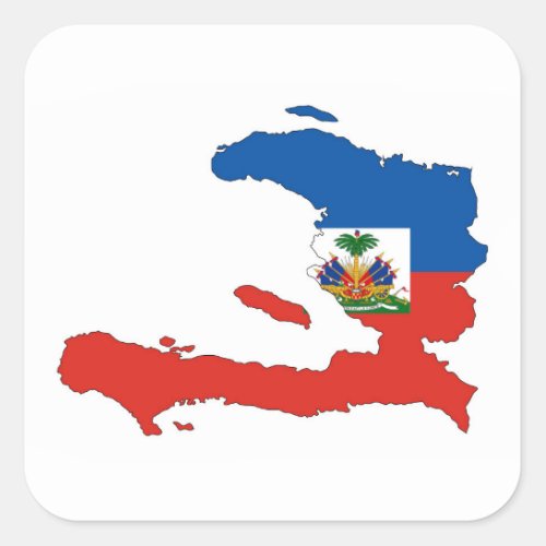 haiti country flag map shape symbol square sticker