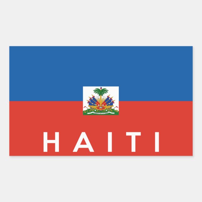 haiti country flag symbol name text rectangular sticker (Front)