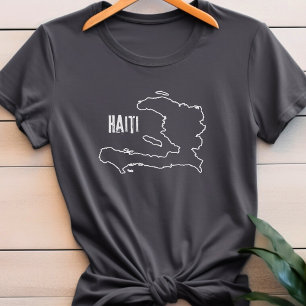 Haiti Country Map Border Haitian Outline Boundary T-Shirt