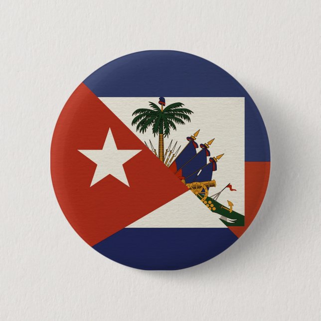 Haiti Cuba Flag | Haitian Cuban Ayiti Cubano Button (Front)