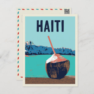 Haiti delicious coconut drink postcard
