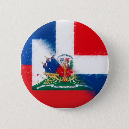 Haiti Dominican Republic Flag  Hispaniola DR Half Button