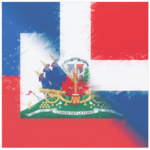 Haiti Dominican Republic Flag   Hispaniola DR Half Sticker