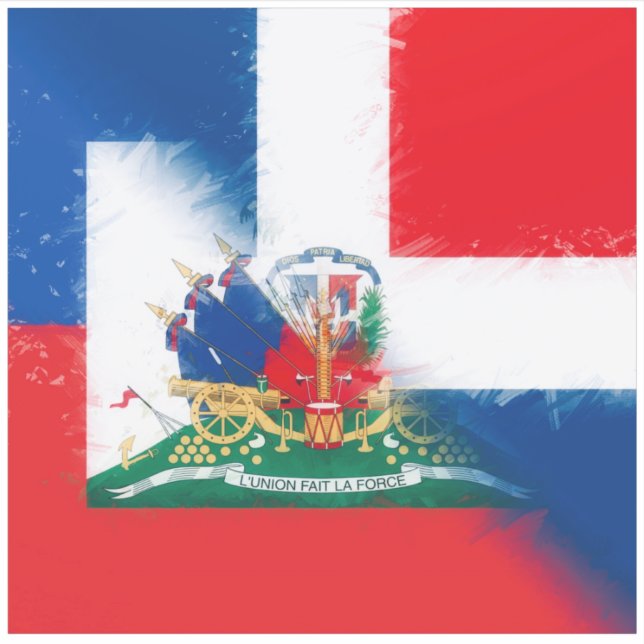 Haiti Dominican Republic Flag | Hispaniola DR Half Sticker (Front)