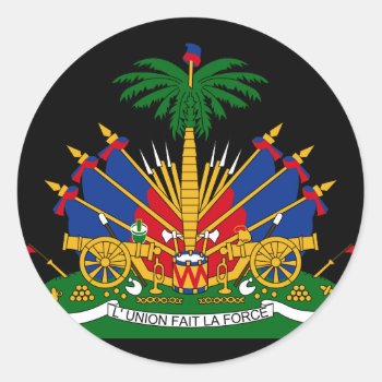 Haiti Emblem Classic Round Sticker by flagart at Zazzle