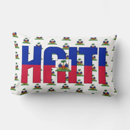 Haiti Flag and Coat of Arms Patriotic Lumbar Pillow