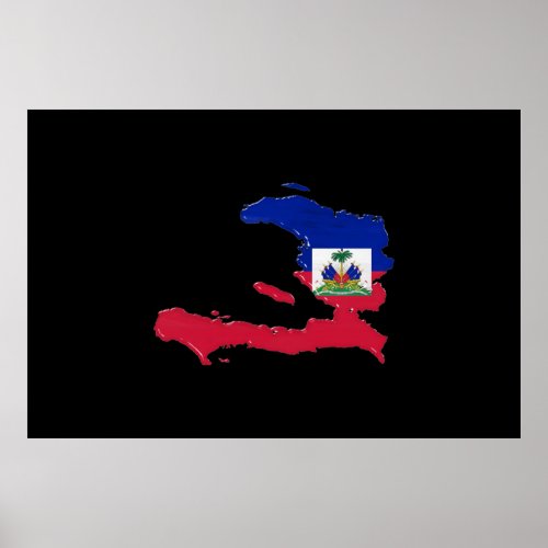 Haiti flag and map poster