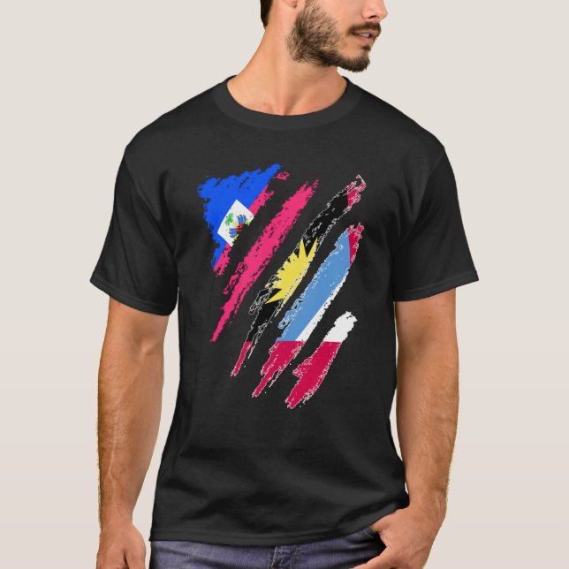 Haiti Flag Antigua&Barbuda Grown Patriot Country S T-Shirt (Front)