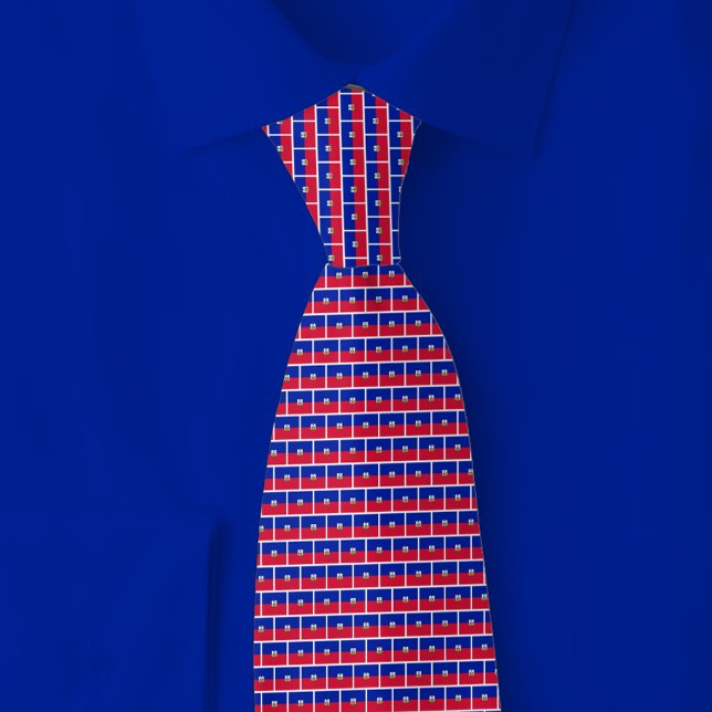 Haiti Flag Brick Pattern Neck Tie (Creator Uploaded)