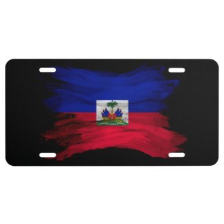 Haiti flag brush stroke, national flag license plate