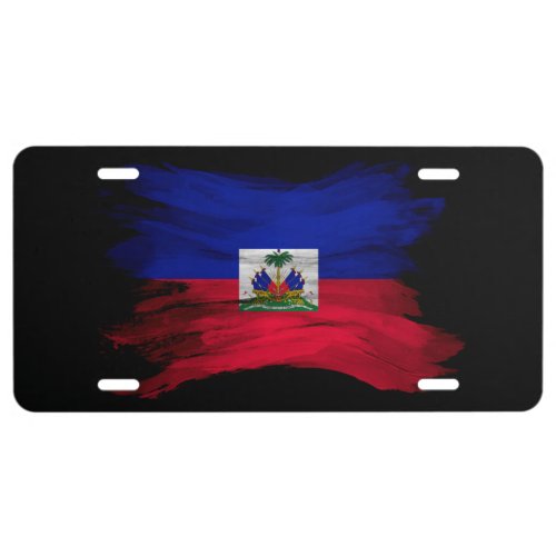 Haiti flag brush stroke national flag license plate