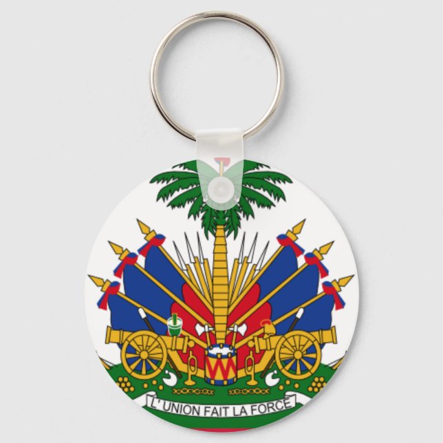 Haiti Flag Coat of Arms Keychain (Front)