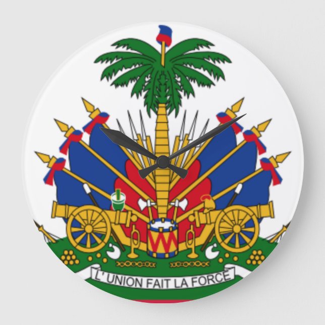 Haiti Flag Coat of Arms  Large Clock (Front)
