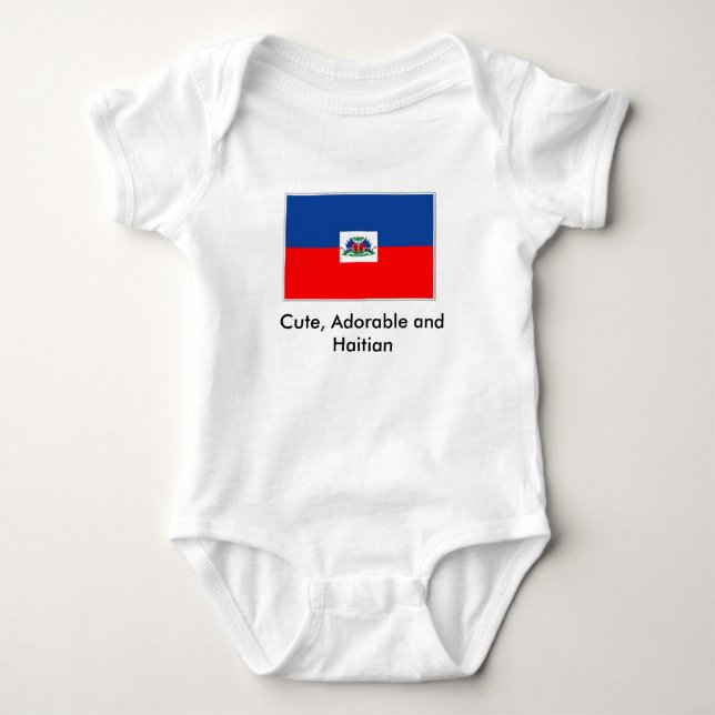 haiti-flag, Cute, Adorable and Haitian Baby Bodysuit (Front)