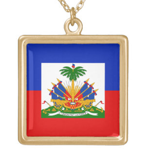 Haiti Flag Gold Plated Necklace
