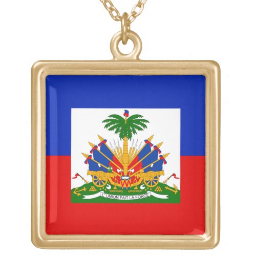 Haiti Flag  Gold Plated Necklace