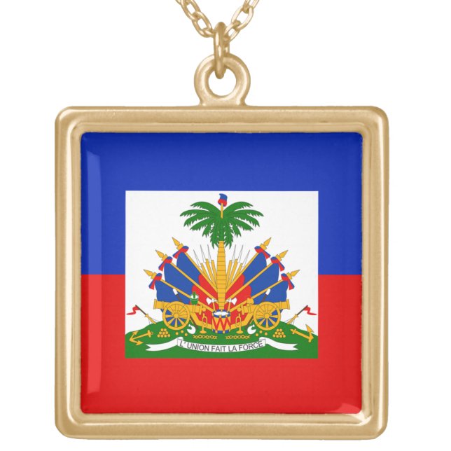 Haiti Flag  Gold Plated Necklace (Front)