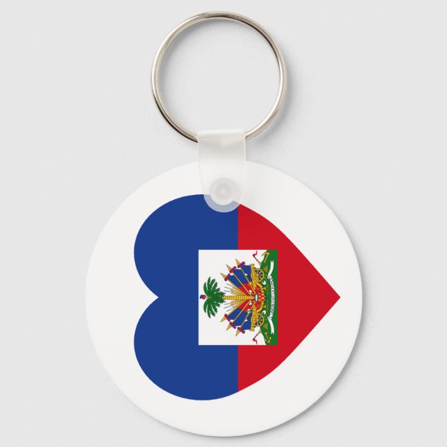 Haiti Flag Heart Keychain (Front)