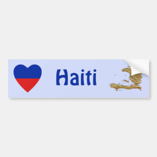 Haiti Flag Heart + Map Bumper Sticker