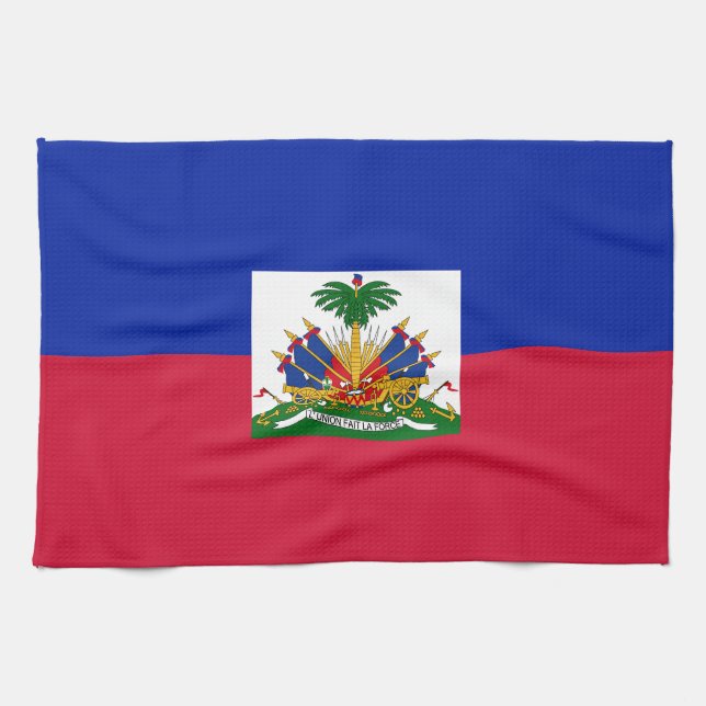 Haiti Flag Kitchen Towel (Horizontal)
