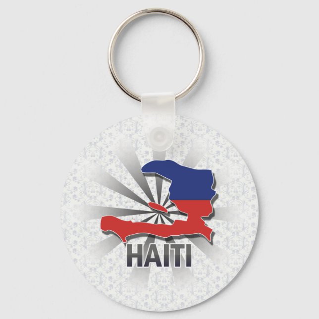 Haiti Flag Map 2.0 Keychain (Front)