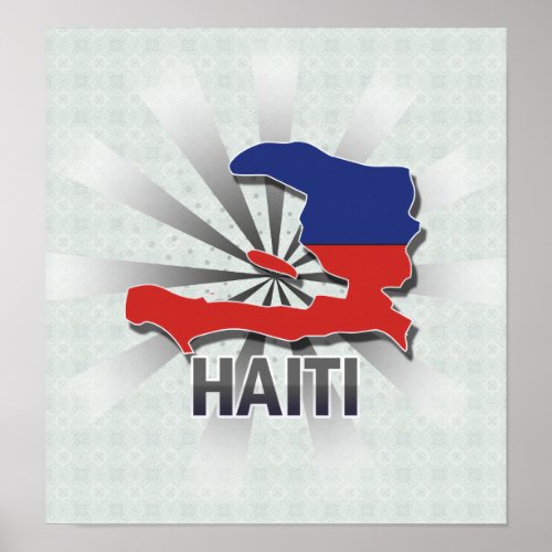 Haiti Flag Map 20 Poster