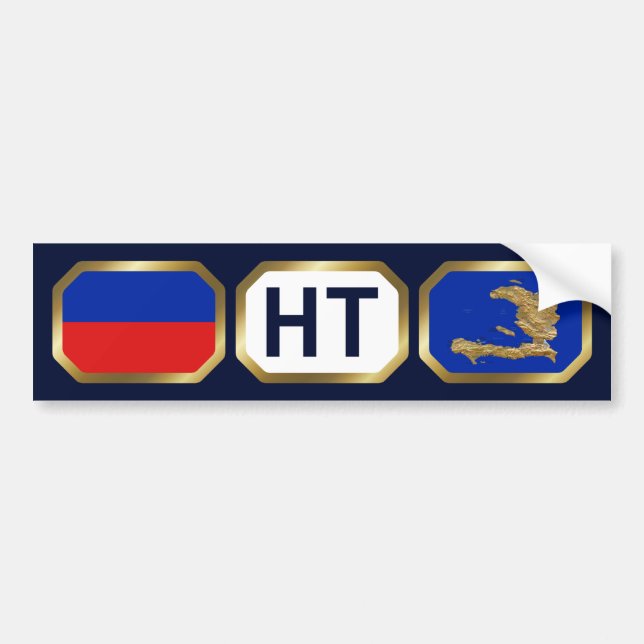 Haiti Flag Map Code Bumper Sticker (Front)