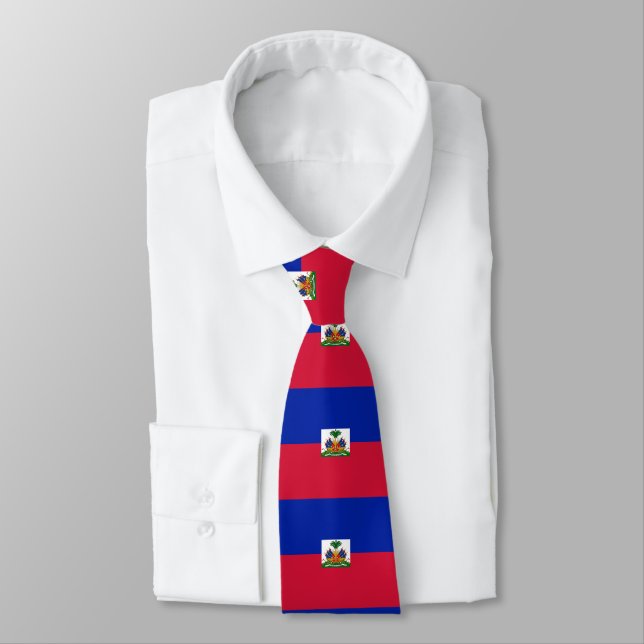 Haiti Flag Neck Tie (Tied)