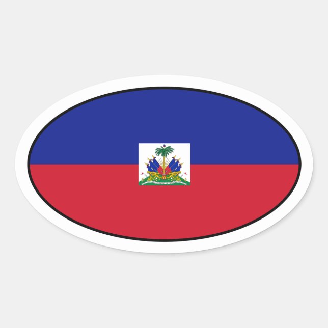 Haiti Flag Oval Sticker (Front)
