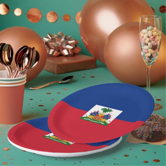 Haiti flag paper plates (Multi)
