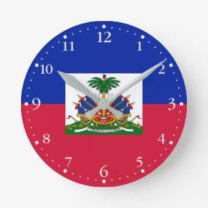 Haiti Flag Round Clock