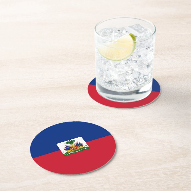 Haiti flag round paper coaster (Insitu)