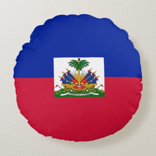 Haiti Flag Round Pillow