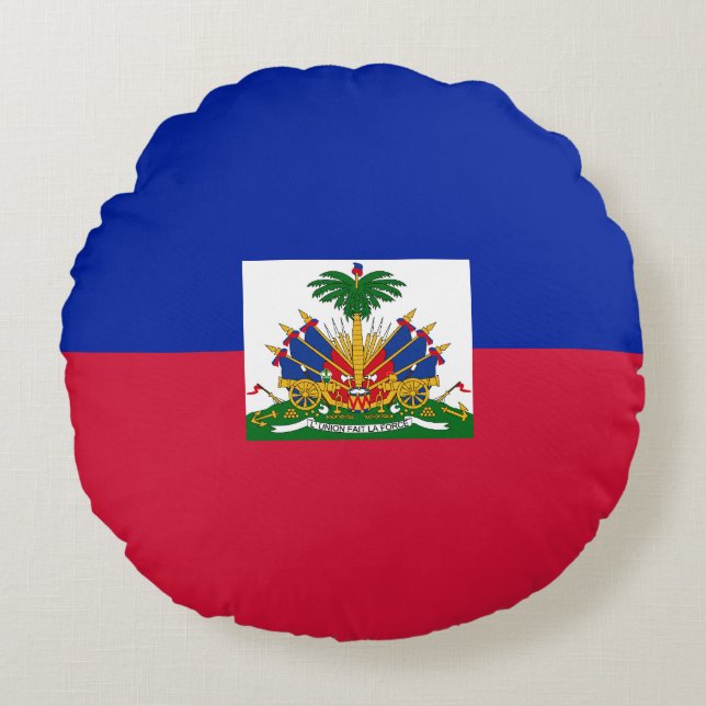 Haiti Flag Round Pillow (Front)