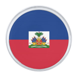 Haiti flag silver finish lapel pin