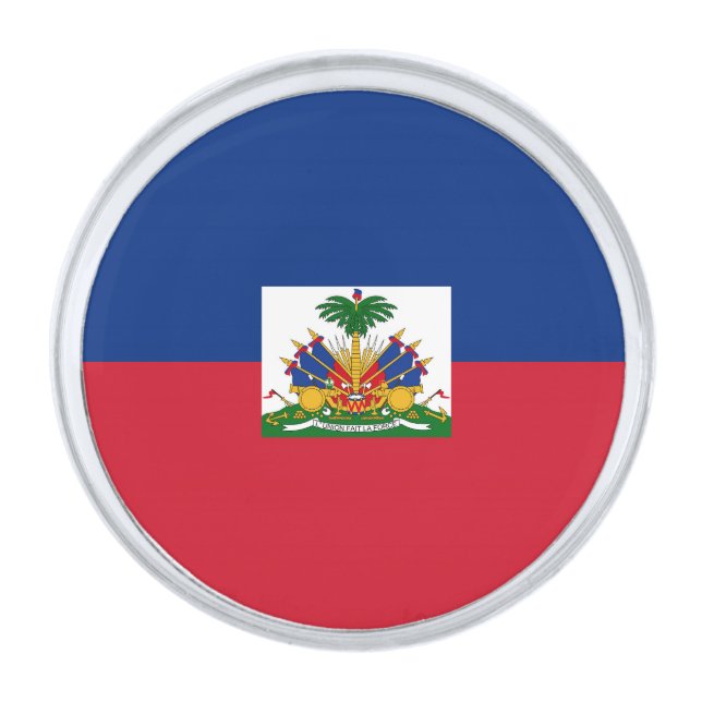 Haiti flag silver finish lapel pin (Front)