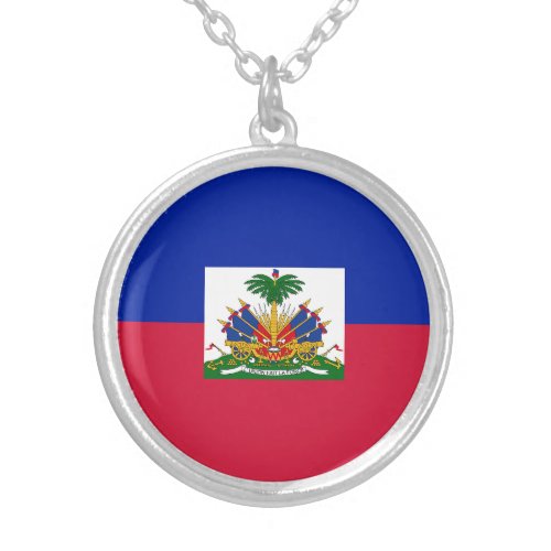 Haiti Flag Silver Plated Necklace