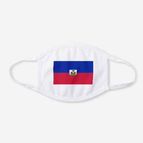 Haiti Flag White Cotton Face Mask