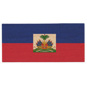 Haiti Flag Wood Flash Drive