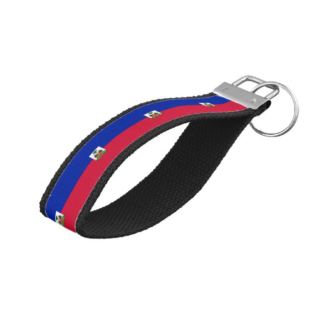 Haiti Flag Wrist Keychain (Angled Up)