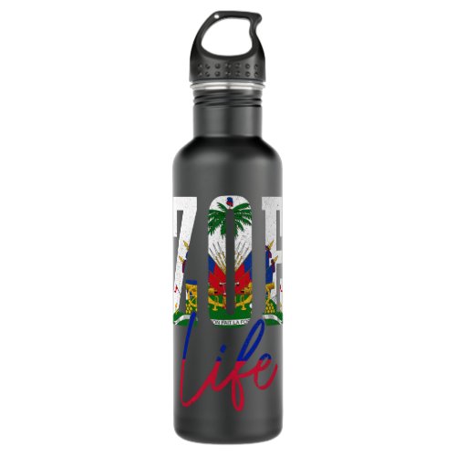 Haiti Flag Zoe Haitian Life Pride Vintage Haiti Pu Stainless Steel Water Bottle